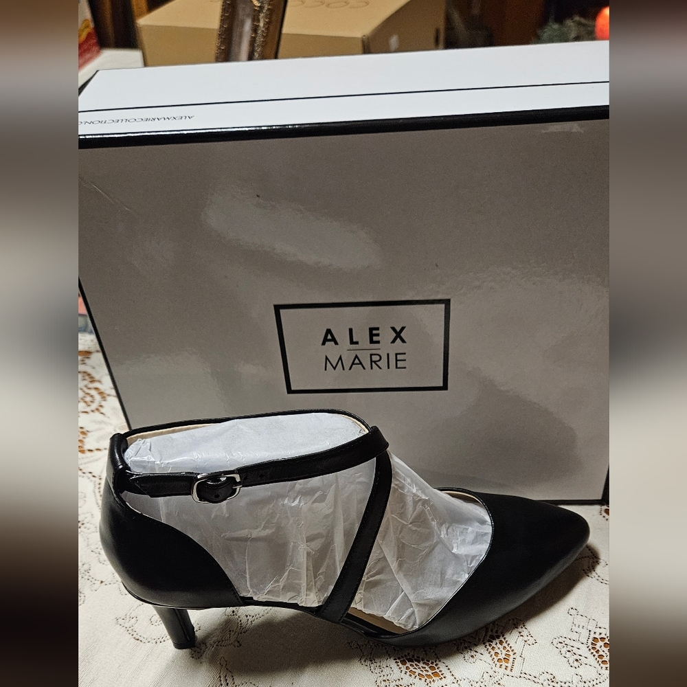 Alex Marie Taliena Black Ankle Strap Heels